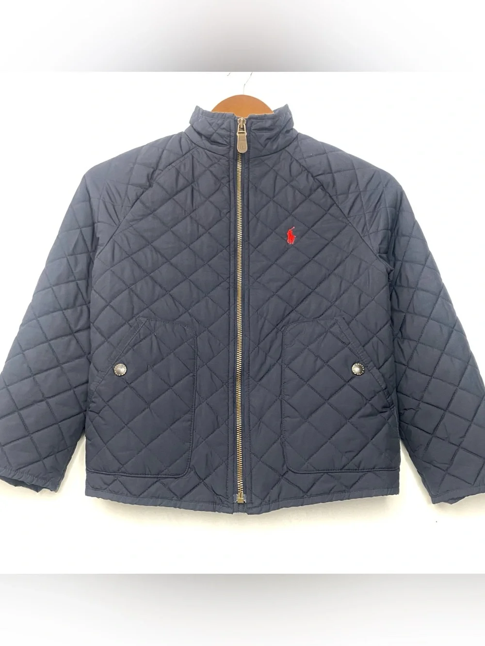 Polo Ralph Lauren Navy Blue Quilted Puffer Jacket Embroidered Logo Size Small 8